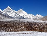 01 Ice Tooth, Shishapangma, Nyanang Ri and Phola Gangchen Up Valley Just After Leaving Shingdip On Trek To Shishapangma Advanced Base Camp Just after leaving Shingdip a valley opens up with a view of Ice Tooth (6200m), Shishapangma�s Southwest Summit, Nyanang Ri (7071m), and Phola Gangchen (7716m).